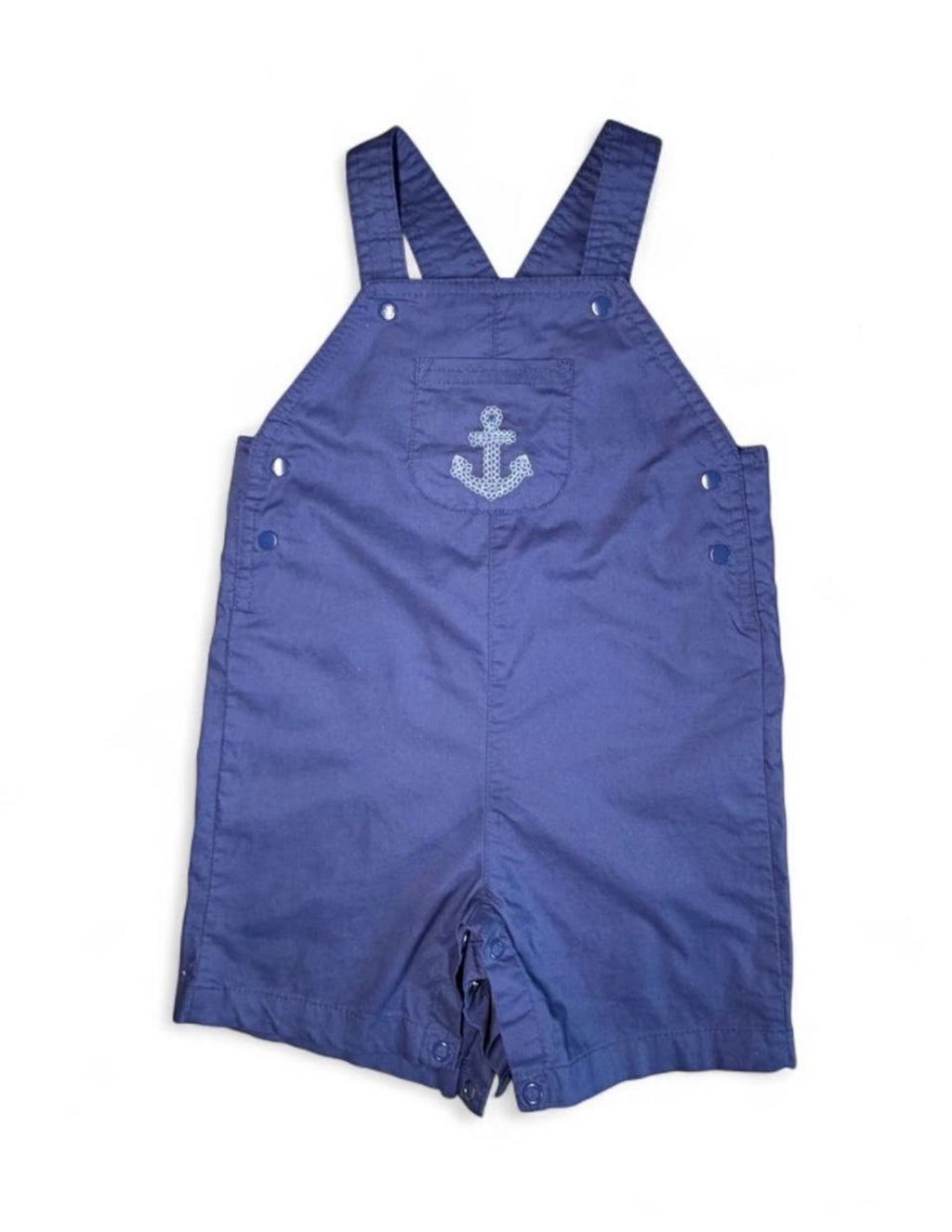 Carter’s Navy Blue Nautical Anchor Print Baby Boy Shortalls Romper 18M
