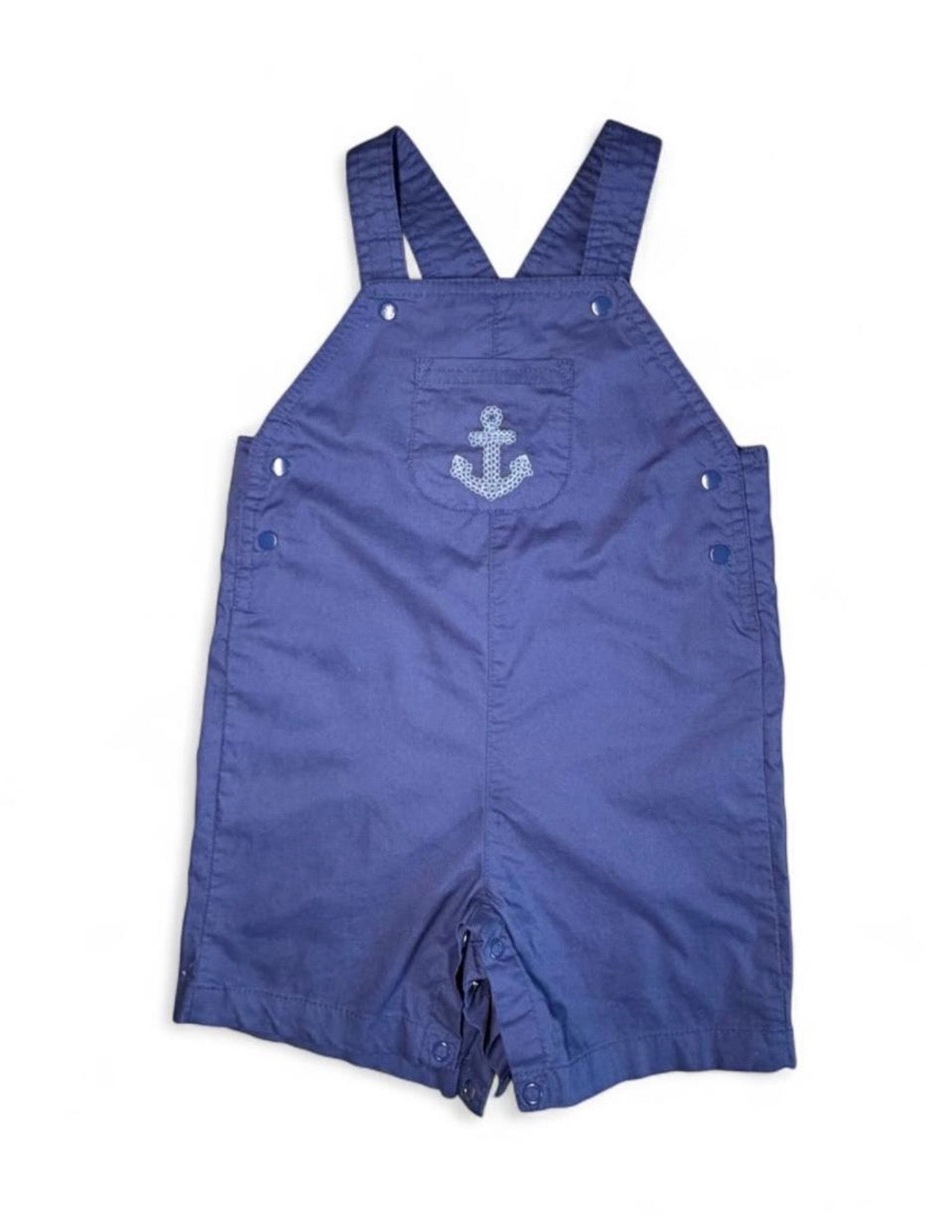 Carter’s Navy Blue Nautical Anchor Print Baby Boy Shortalls Romper 18M