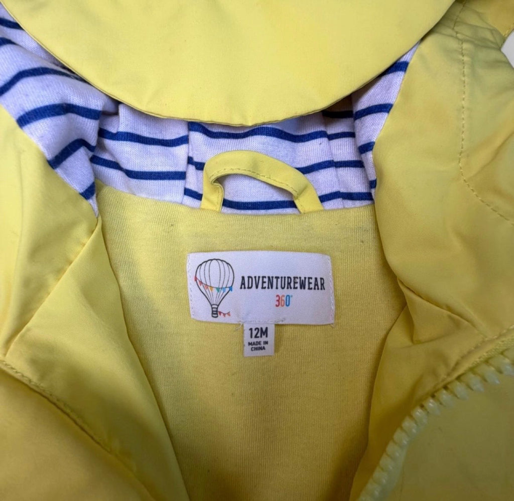 Adventurewear 360 Toddler Yellow and Blue Hooded Rain Jacket 12M