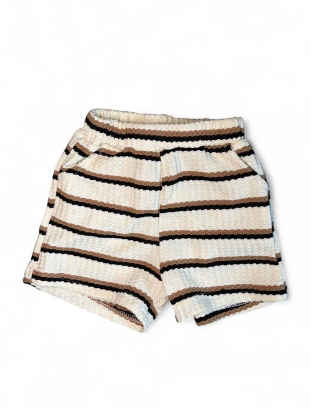 Baby Boys 2 Piece Striped Waffle Knit Collard Shirt and Shorts set 12-18M