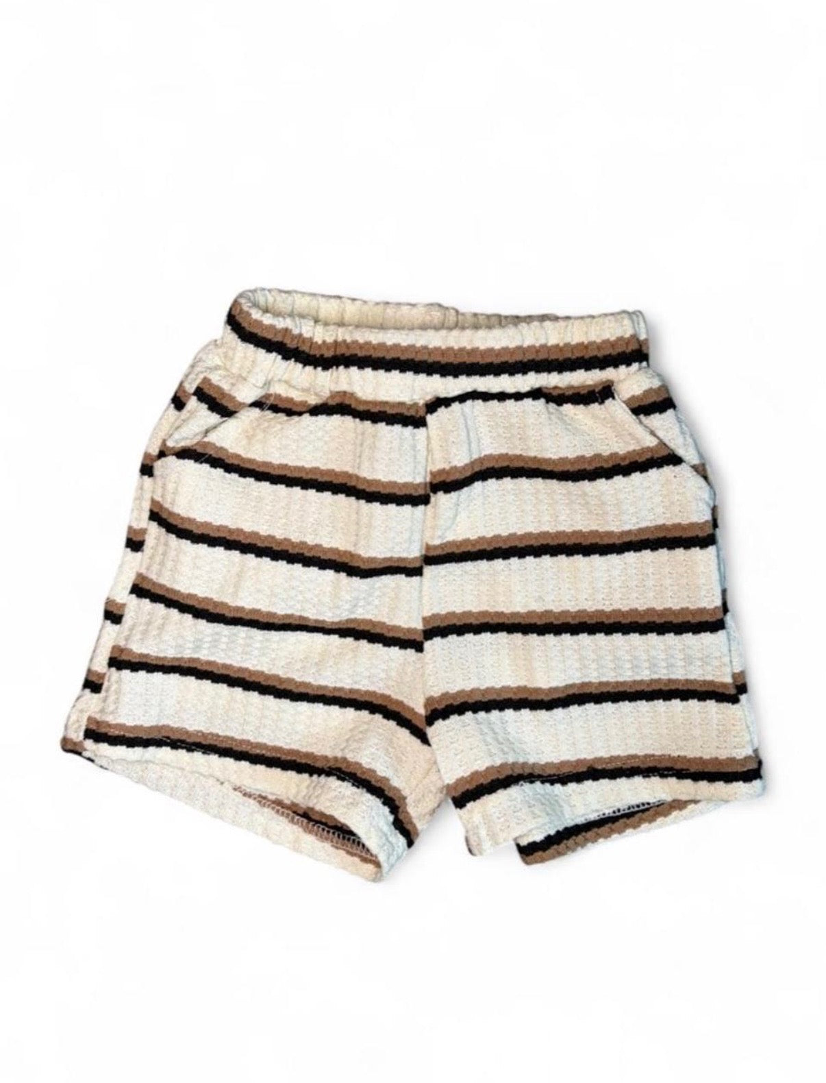 Baby Boys 2 Piece Striped Waffle Knit Collard Shirt and Shorts set 12-18M