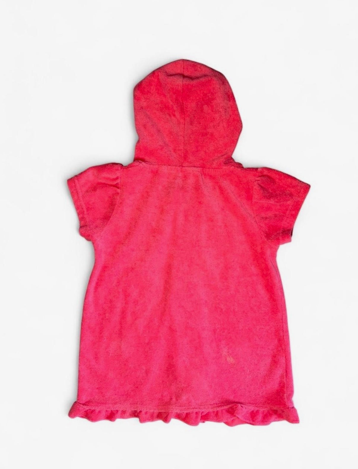 Wippette Toddler Girl Pink Terry Cloth Zip-up Cover-Up Hoodie with Flower Appliqué 4T