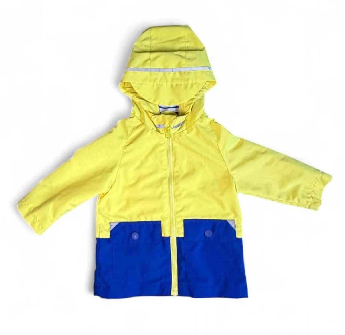 Adventurewear 360 Toddler Yellow and Blue Hooded Rain Jacket 12M