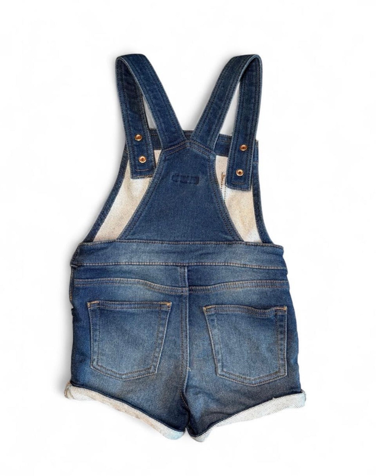 BCBG Girl Denim Short Overalls with Lace Pocket Details 3T