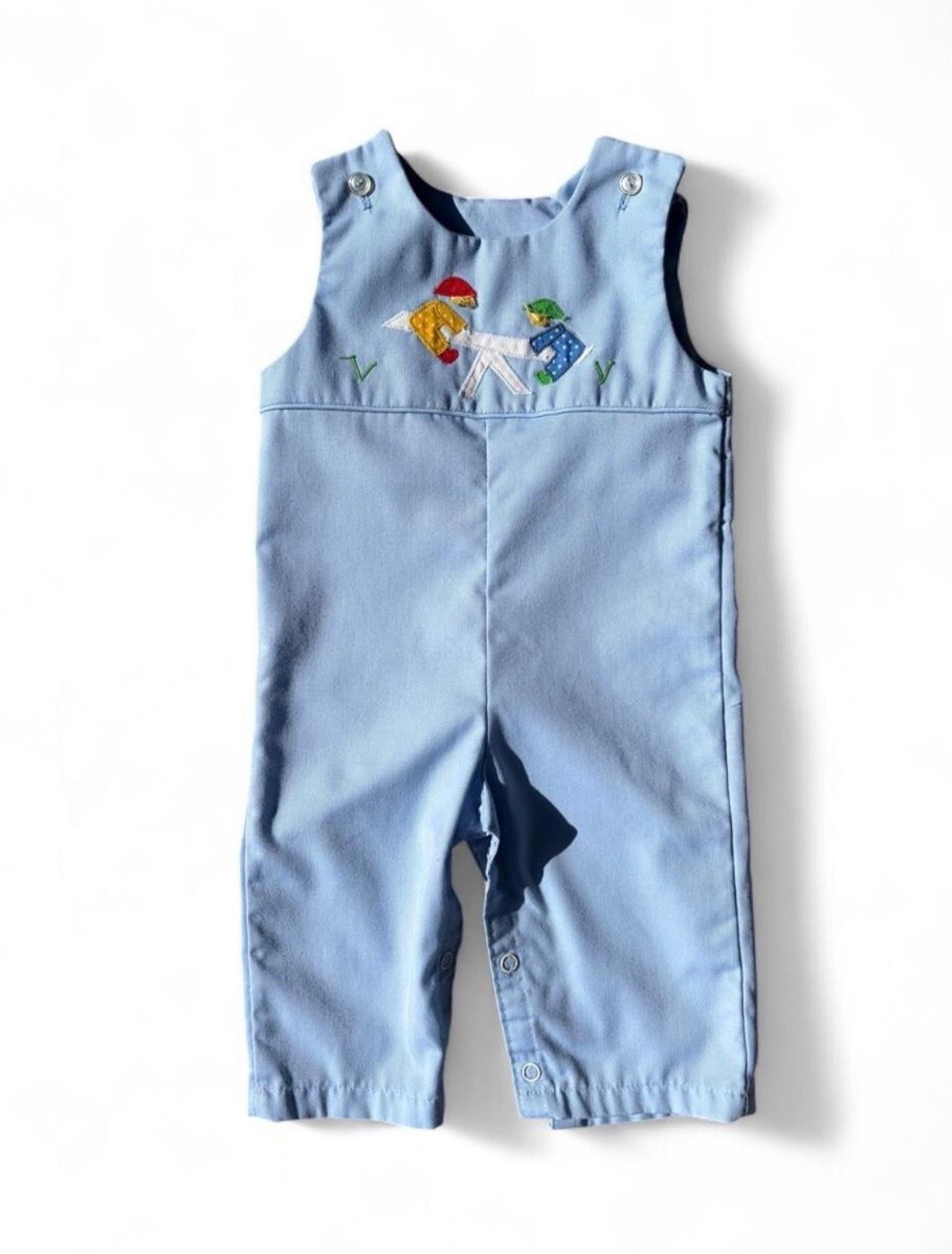Vintage Thomas Baby Boy Blue Romper w/Embroidered Seesaw Design 6-9M